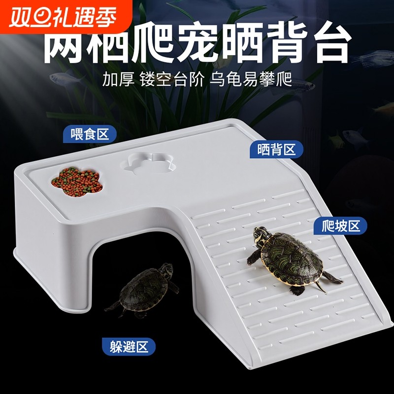 乌龟缸晒台创意爬台造景遮蔽屋晒背台爬坡家用循环生态缸装饰爬台