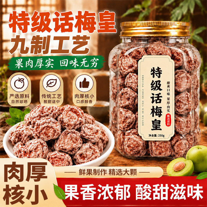 话梅皇正宗九制话梅干广东特产孕妇零食话梅泡水蜜饯果干青梅解馋