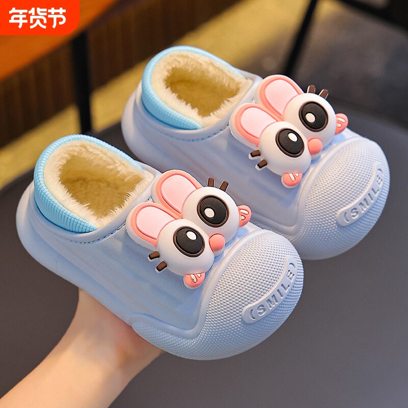 秋冬季儿童棉拖鞋包跟女童宝宝防水亲子拖鞋室内保暖棉鞋男童防滑
