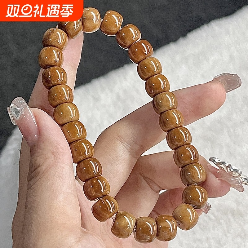 天然库克光珠单圈手串高密菩提念珠佛珠文玩男女盘玩手链双圈精品