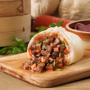 同庆楼招牌老字号红烧牛肉包子大肉500g/袋早餐速冻面点食材冷冻