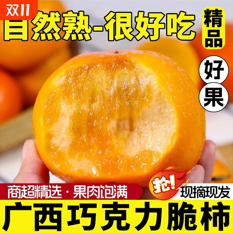 广西恭城巧克力甜脆柿子水果新鲜应季甜柿黄硬柿