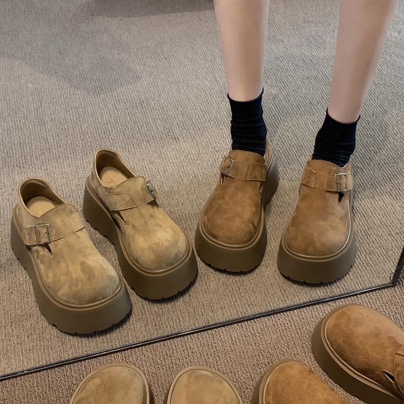他她女孩厚底勃肯鞋女2025新款爆款女鞋子秋增高勃肯单鞋卡其色