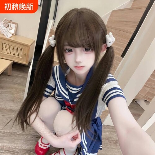 绵绵喵【甜妹】假发女长发日常lolita长直发双马尾jk少萝全头套式
