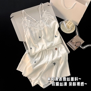 冰丝吊带甜美高级感性感2025新款 睡衣女夏季 夏天丝绸可外穿家居服