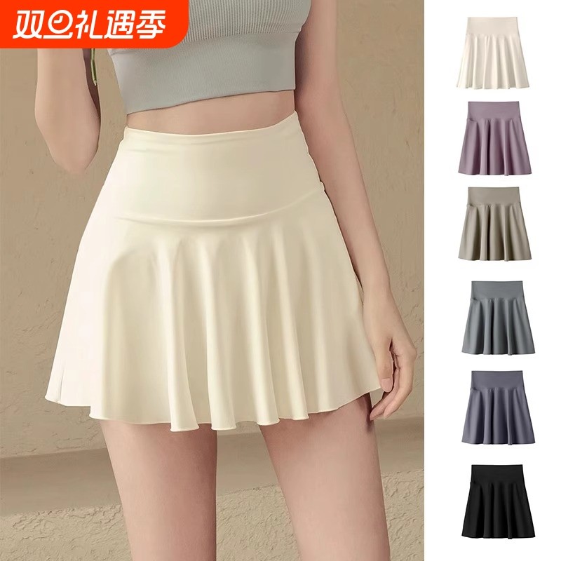 防走光羽毛球运动短裙女2025新款夏季百褶半身裙健身瑜伽裙裤速干