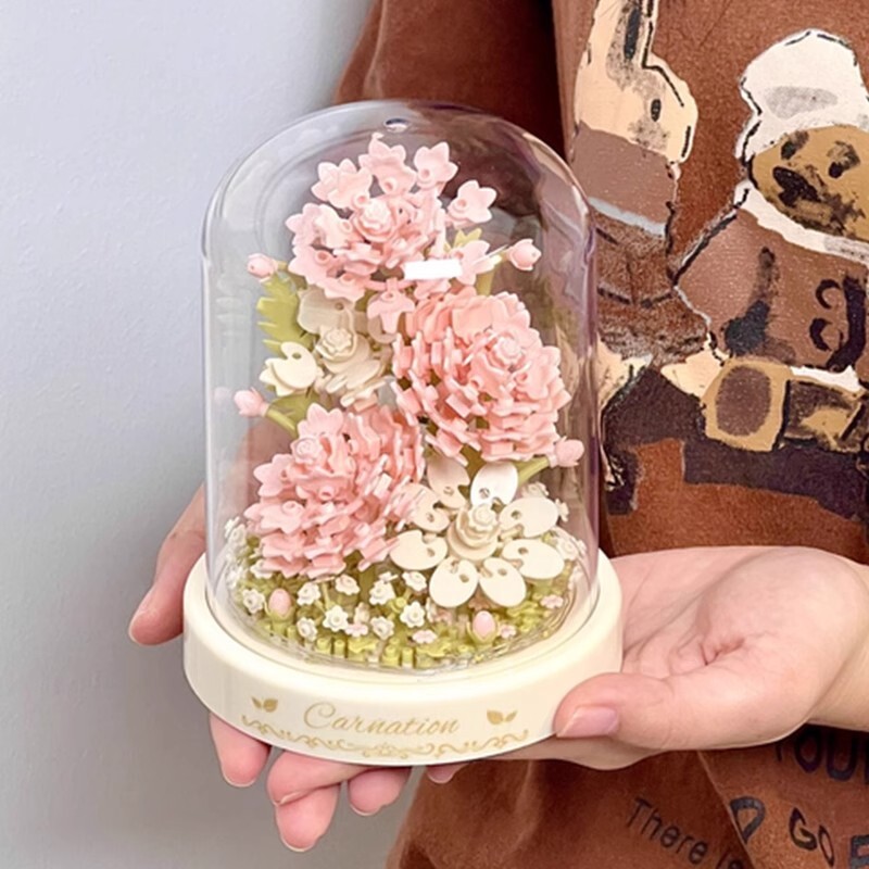 永生积木玫瑰花束樱花树屋鲜花盆栽拼装玩具送女生情人节新年礼物