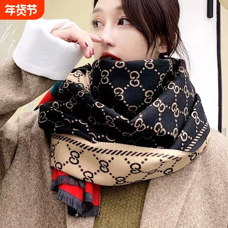 LVАFGН围巾女冬季2025新款加厚保暖围脖小香风仿羊绒空调大披肩