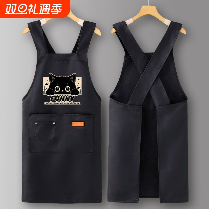 小吃店防油夏季围裙可爱纯棉男厨房家用2024新款餐饮