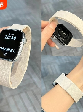 适用华为FIT4手表fit3荔枝纹硅胶磁吸表带fit4pro简约防水男士watchfit4代智能腕表运动高级舒适黑色星光