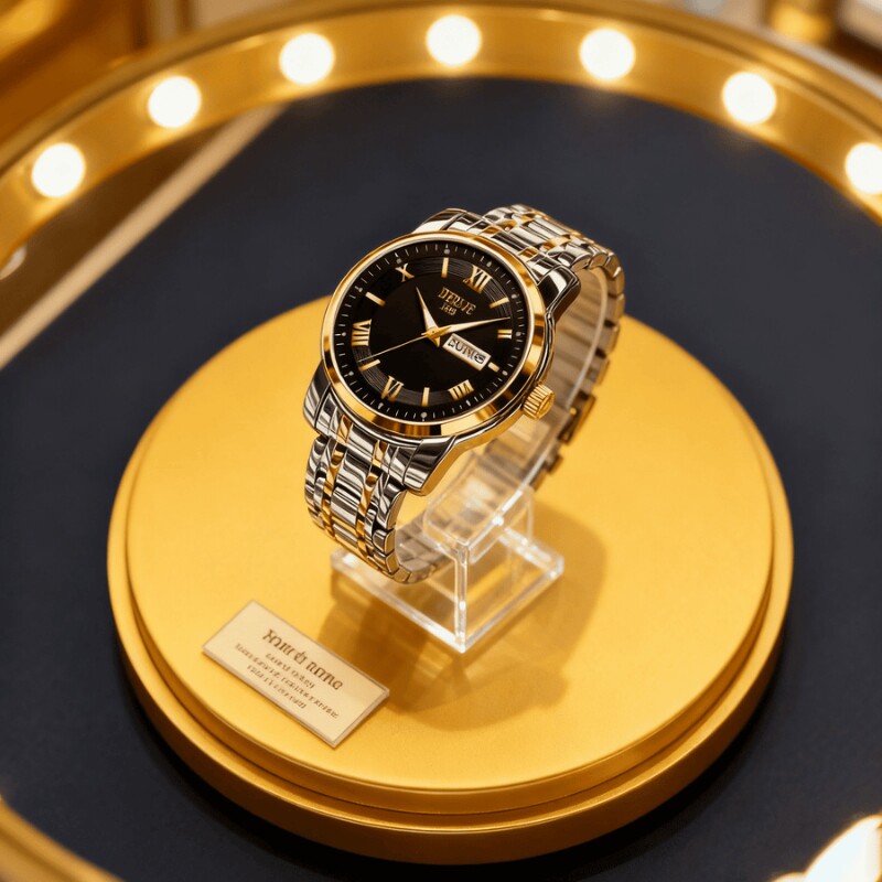 正品瑞士2024新款手表男士全自动机械风防水精钢带双日历男表夜光