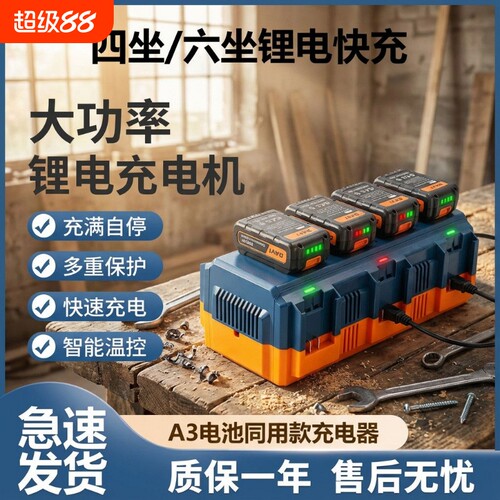 【闪充座充】适配2106 a3款锂电池大功率智能闪充一拖六充电器