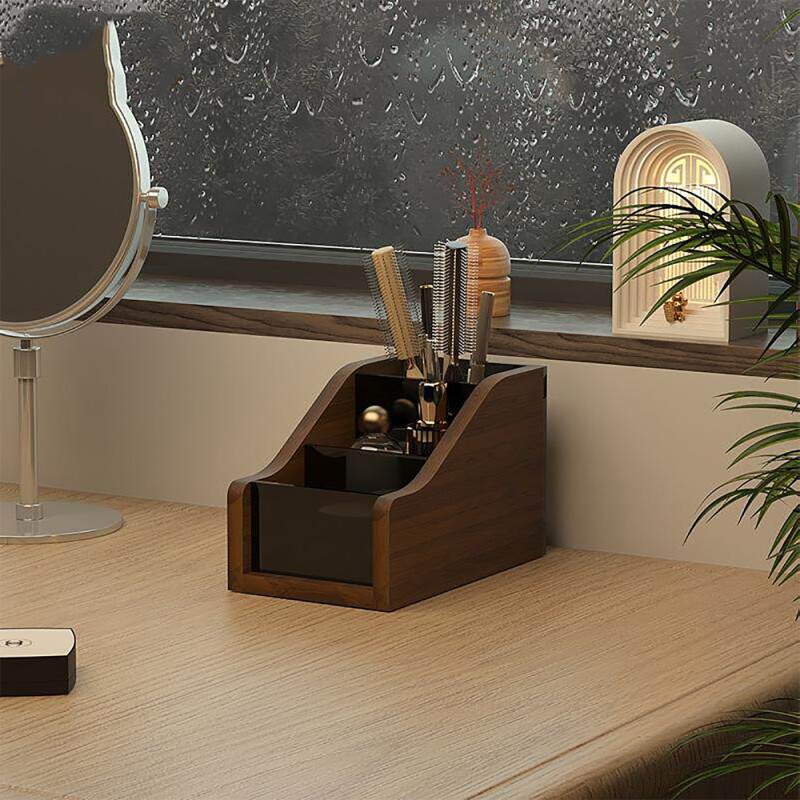 桌面化妆品收纳盒梳妆台面化妆刷置物架桌面口红护肤品分区整理架