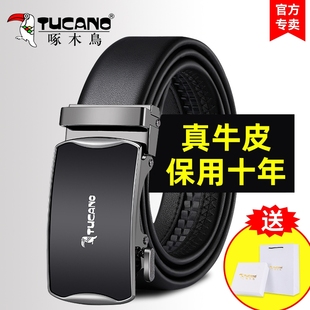 档牛皮商务潮年轻人裤 高真皮腰带男2024新款 带 正品 啄木鸟皮带男士