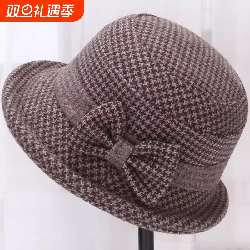 中老年人帽子女秋冬季妈妈遮阳帽奶奶盆帽百搭保暖渔夫帽老人布帽