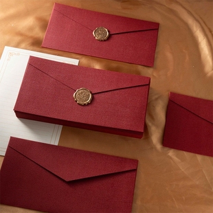 5号长款 高级感情书火漆印七夕节手写贺卡送女友毕业浪漫情侣表白生日贺卡明星片邀请函 加厚麻布信纸信封套装