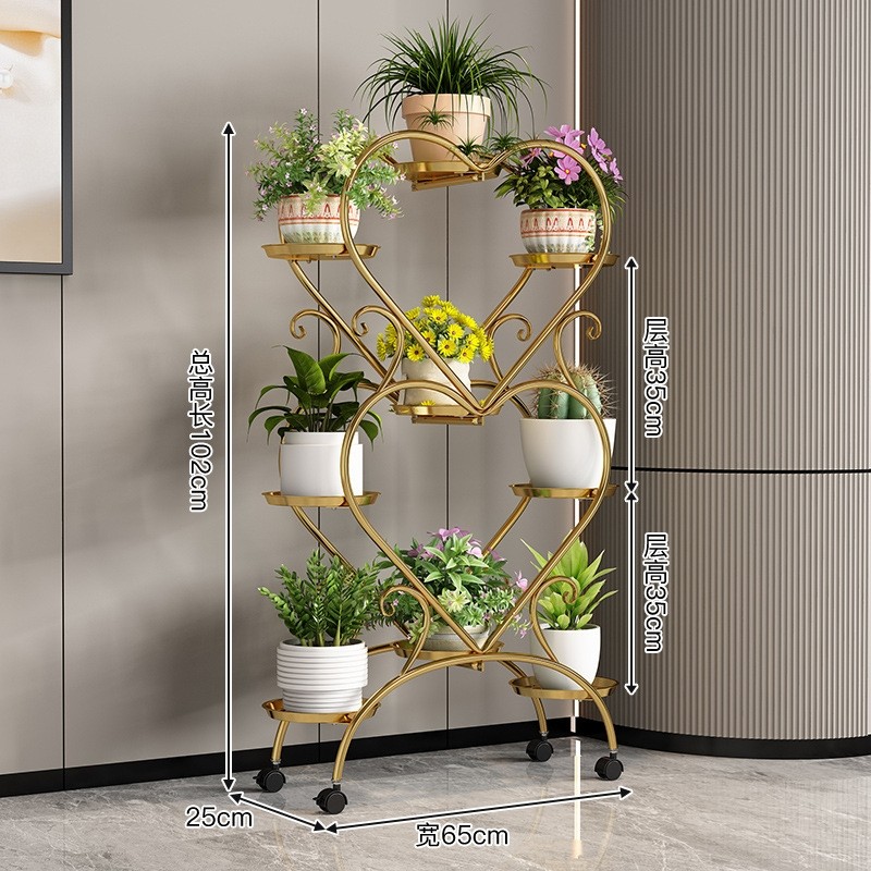 轻奢花架阳台置物架室内装饰客厅简约花盆架子落地式多层绿萝花架