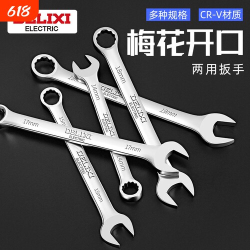 梅花开口两用扳手德力西扳手1314套装板手梅开呆扳手工具10mm扳手