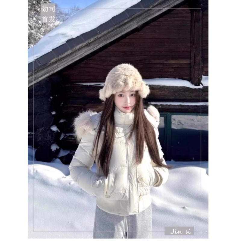 高级感内里加厚羊羔毛棉服女秋冬季新款大毛领短款保暖棉袄外套