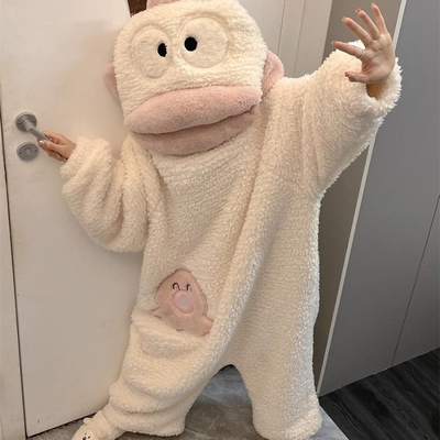 丑鱼睡衣连体睡裙浴袍