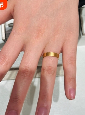 古法传承平底戒指沙金情侣对戒哑光素面男女磨砂素圈指环手饰镀金