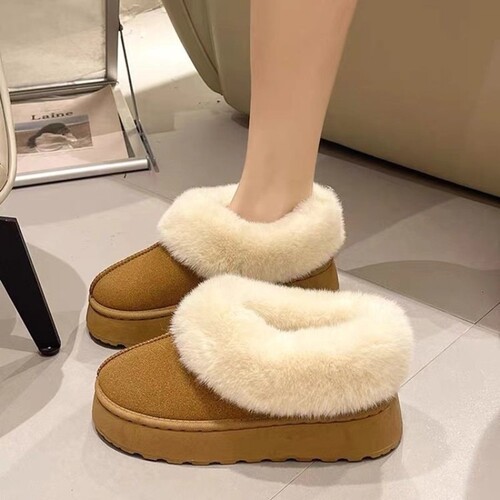 意尔康心选东北雪地毛毛鞋女2025新款加绒加厚女款冬季增高厚底短