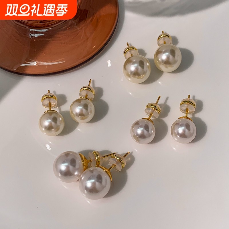 999纯银S家澳白色珍珠耳钉女2025新款爆款轻奢高级感气质耳环