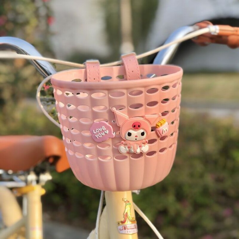 儿童自行车车筐玩偶卡通车篮童车塑料编织前车筐篓单车遛娃神器