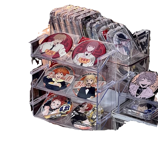 亚克力吧唧谷子展示架透明桌面收纳盒阶梯架子周边徽章痛桌置物架