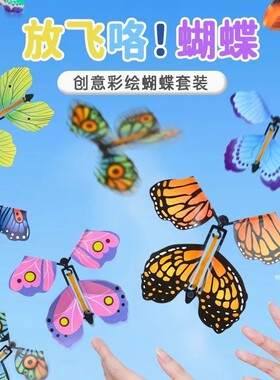会飞的蝴蝶户外玩具新款儿童神器飞去来器竹蜻蜓露营生日精致创意