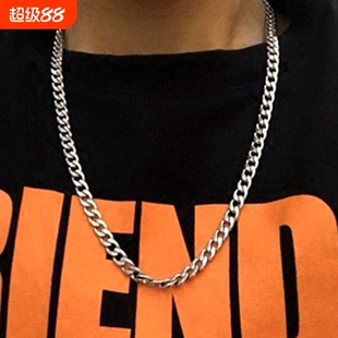 钛钢hiphop链条项链男潮古巴男士嘻哈链子装饰女生情侣百搭配饰酷