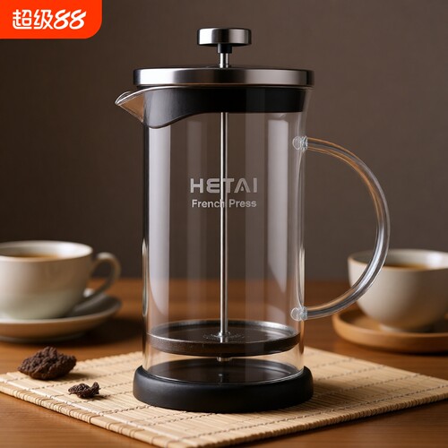法式法压壶咖啡壶手冲过滤杯打奶泡器具茶壶玻璃滤压壶加厚咖啡