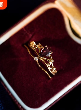 法式中古vintage皇冠活口戒指女小众时尚轻奢镶嵌锆石高级感手饰