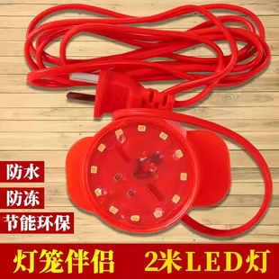 2米灯笼电线LED灯2米长发光大红灯笼led灯电源线阳台大门春节红灯