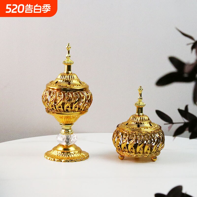中东风创意花边摆件居家简约金属铁艺香薰檀香燃烧器熏香炉