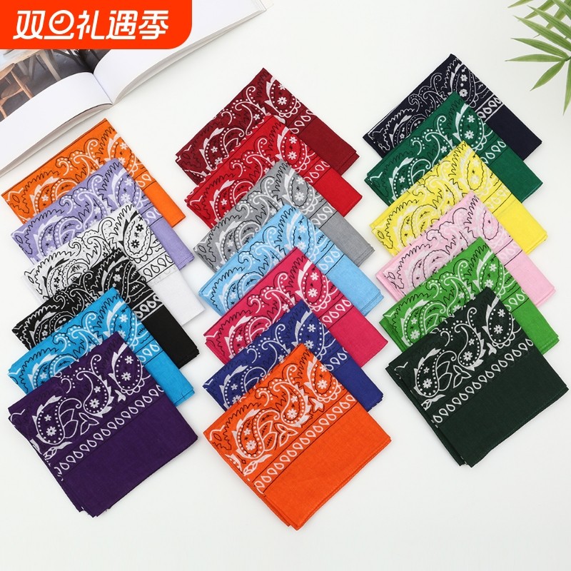 53cm男女通用纯棉头巾多功能装饰方巾蝴蝶结腰带全棉柔软薄款手帕