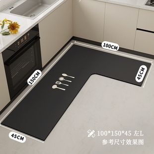 简约L型厨房专用硅藻泥地垫吸水吸油耐脏防滑垫好打理耐磨脚垫子