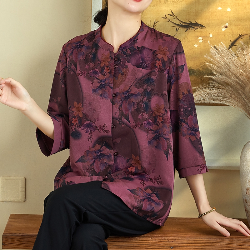 奶奶装夏装衬衫女新款老人太太衣服70岁80夏季衬衣老年人妈妈套装