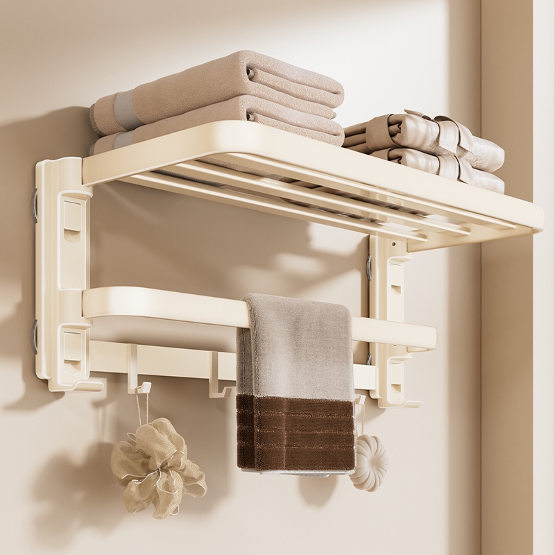 网篮浴巾架吸盘毛巾架浴室置物架卫生间放衣服神器收纳挂架免打孔