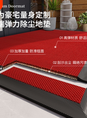 别墅大门口红色入户门地垫耐脏免洗家用进门丝圈脚垫加厚防滑地毯