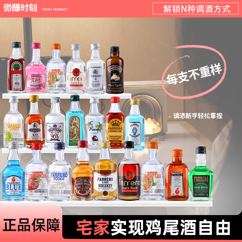 便利店小瓶基酒白兰地伏特加威士忌50ml调酒套装基酒微洋酒百搭