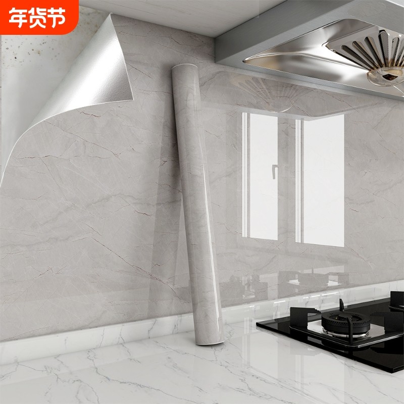 厨房防油贴纸防水自粘墙纸防火耐高温大理石灶台面防潮墙贴墙壁纸