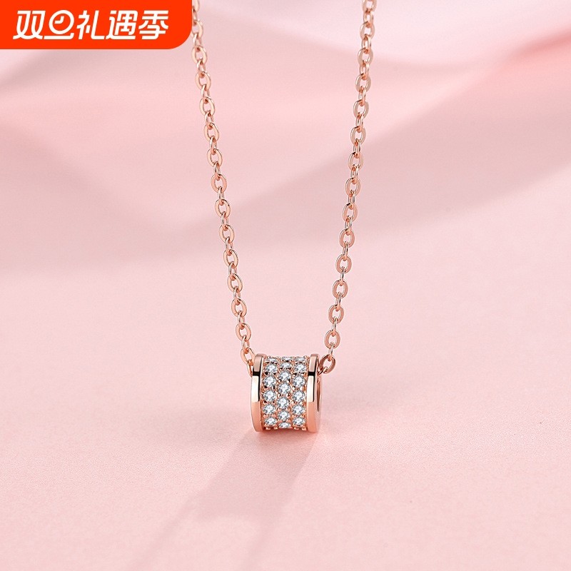 满钻首饰s925银饰小蛮腰纯银项链女小众设计感吊坠气质饰品批发