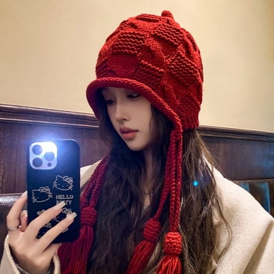 红色针织保暖毛线帽|135人收藏