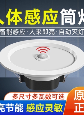 嵌入式筒灯声光控红外人体感应灯声控走廊过道入户雷达感应孔灯