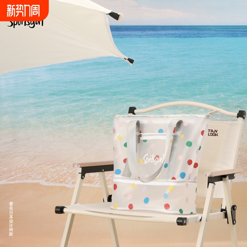 设计师款波点游泳包干湿分离游泳包女手提防水运动健身收纳袋沙滩