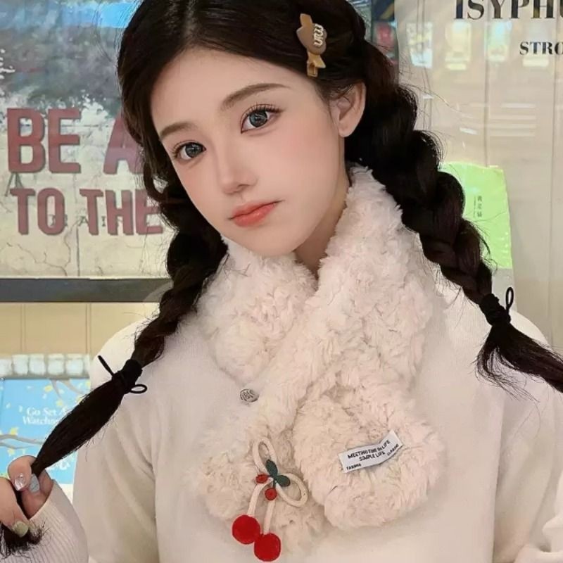 围脖女秋冬季保暖毛绒绒围巾加厚可爱少女心小清新款2025脖套韩版