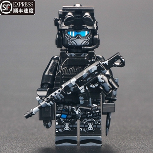 兼容乐高中国威龙特警积木人仔帅气军事特种兵士兵武器玩具可动