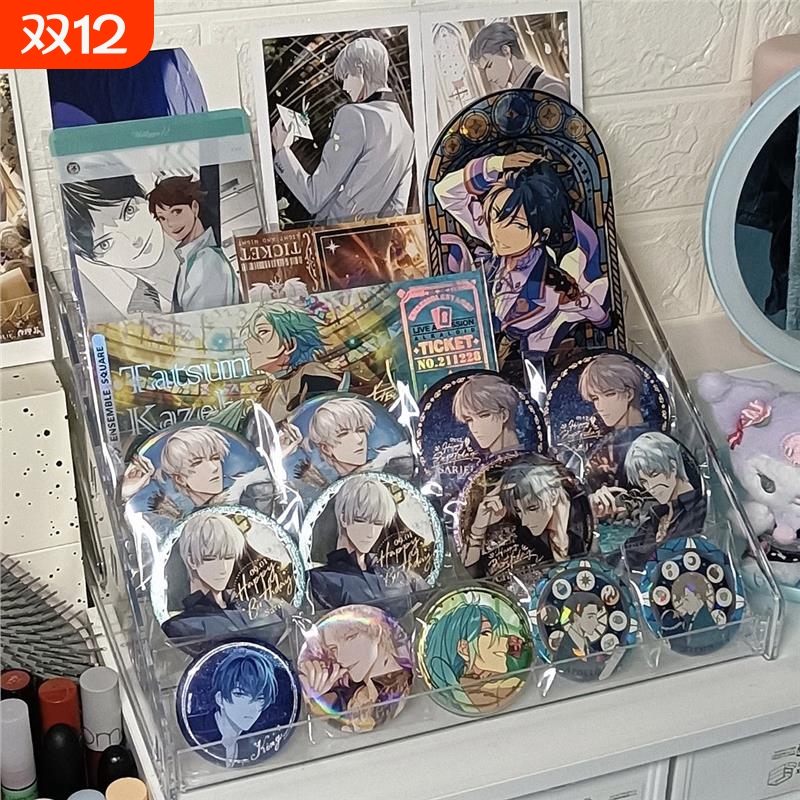 吧唧展示架阶梯式桌面指甲油色纸谷子动漫周边流麻置物架透明多层