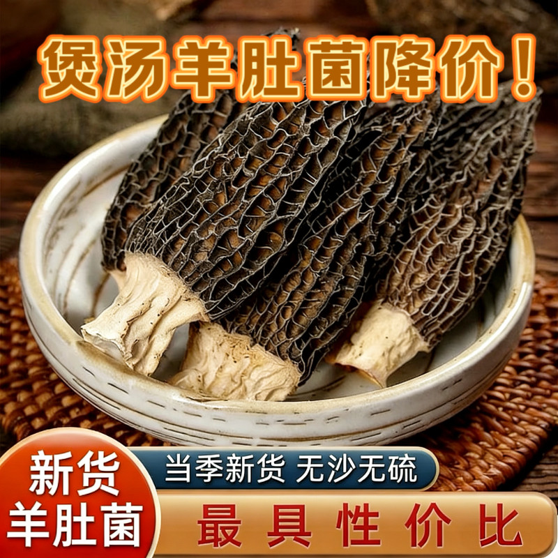 干货羊肚菌特产级云南新鲜羊肚菌头茬剪柄农家菌菇煲汤食材